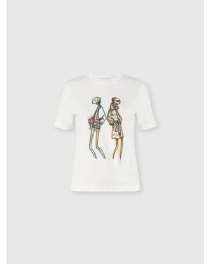 Missoni Cotton Jersey Crewneck T-Shirt With Print And Logo - White