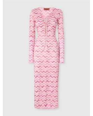 Missoni Viscose-Blend Tulle Cover-Up Dress With Slub Zigzag - Pink