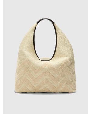 Missoni Leather And Canvas Hobo Bag - Natural