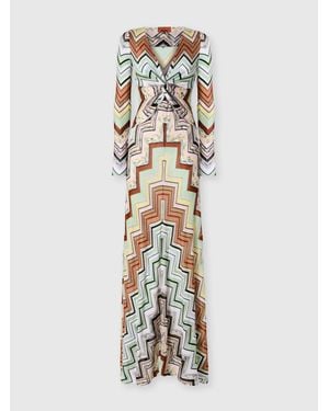 Missoni Chevron Viscose And Cotton Gown - Metallic