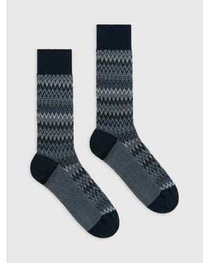Missoni Zig Zag Cotton-Blend Ankle Socks - Blue