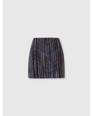 Missoni Wool And Viscose Mini Skirt With Woven Motif, & Multicoloured - Blue
