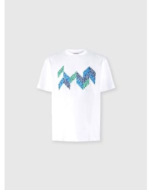 Missoni Short Sleeve T-Shirt With Flame Zigzag Insert And Logo - White
