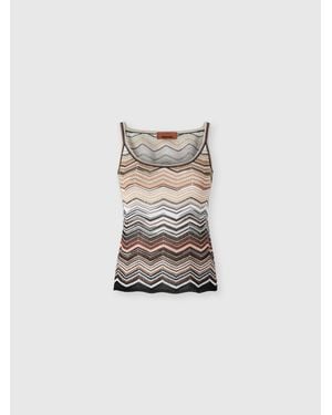 Missoni Chevron Lamé Viscose Sleeveless Crewneck Top With Sequins - White