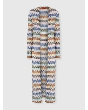 Missoni Long Viscose Lamé Cardigan With Lace Motif - White
