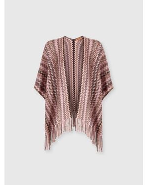 Missoni Zigzag Viscose-Blend Poncho With Fringes - Multicolor
