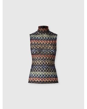 Missoni Sleeveless Viscose Lamé Top With Lace Motif - Black