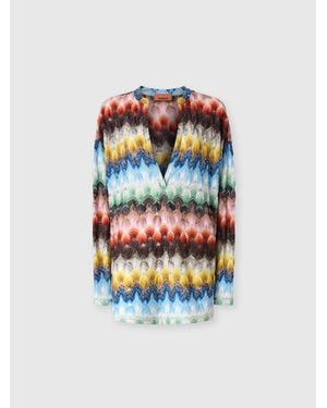 Missoni Oversized Blouse With Deep V-Neckline - White