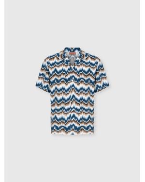 Missoni Printed Viscose Bowling Shirt - Blue