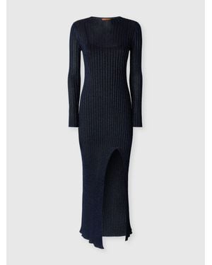 Missoni Ribbed Long Dress With Slit - Blue