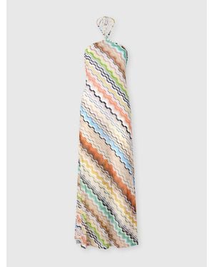 Missoni Long Cover-Up With Halterneck And Greek Motif - White
