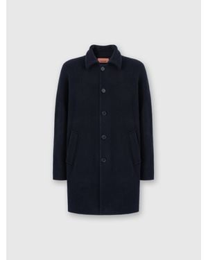 Missoni Double Knit Coat With Zigzag Pattern - Blue