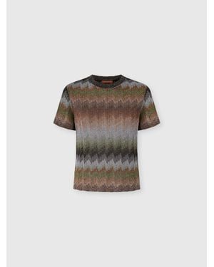 Missoni Snake-Pattern Viscose Lamé Crewneck T-Shirt - Gray