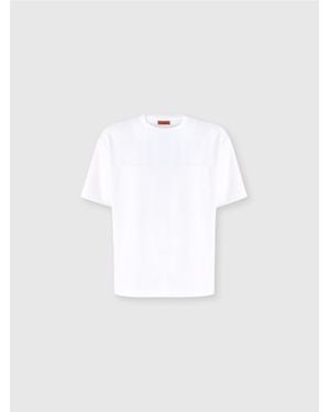 Missoni Cotton Crewneck T-Shirt With Tone-On-Tone Zigzag Insert - White