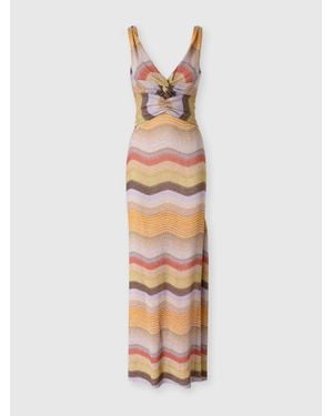 Missoni Long Draped Dress With Wave Motif - White