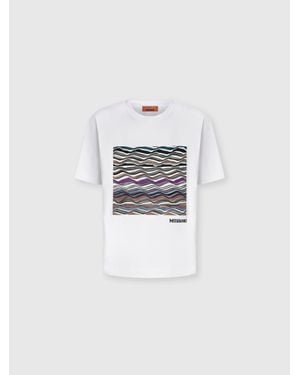 Missoni Short Sleeve T-Shirt With Knit Insert And Logo - White