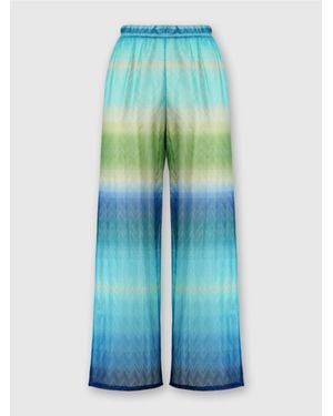 Missoni Straight Trousers With Faded Striped Pattern - Blue