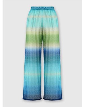Missoni Straight Trousers With Faded Striped Pattern - Blue