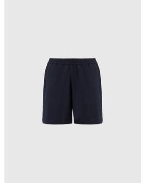 Missoni Cotton Fleece Shorts With Knit Inserts - Blue