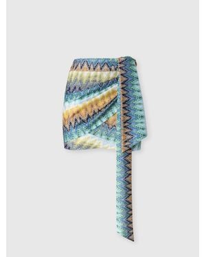 Missoni Draped Wrap Mini Skirt, Multicolored - Blue