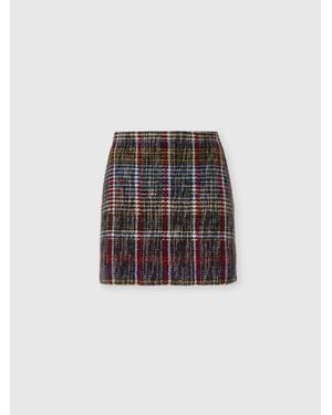 Missoni Pure Wool Mini Skirt With Check Motif - White