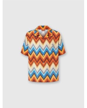Missoni Viscose Bowling Shirt With Macro Zigzag And Breast Pocket - White