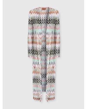 Missoni Cotton And Viscose Lamé Long Cardigan With Lace Motif - White