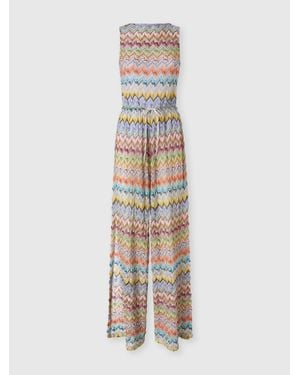 Missoni Long Viscose Lamé Cover-Up Jumpsuit With Cut-Out - White