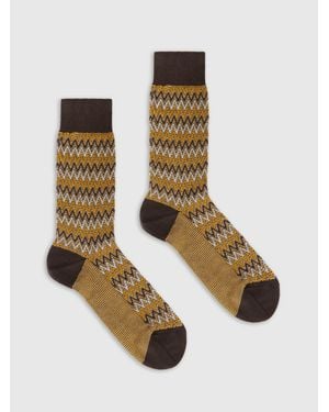 Missoni Calzini Corti Misto Cotone Zig Zag, Uomo, Taglia - Bianco