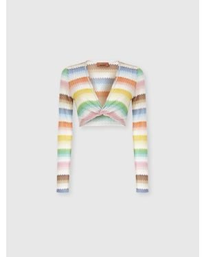 Missoni Long-Sleeved Crop Top With Dégradé Zigzag Pattern - White