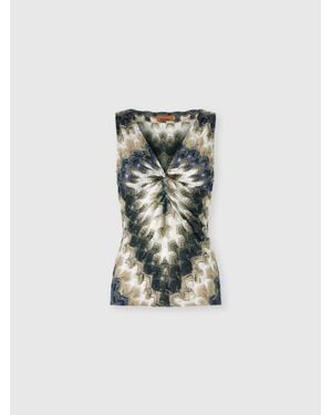 Missoni Lace Top With Gathered Neckline - Blue