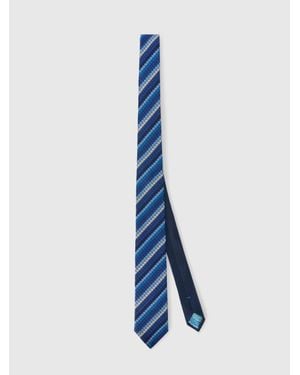 Missoni Silk Tie With Waffle Pattern - Blue