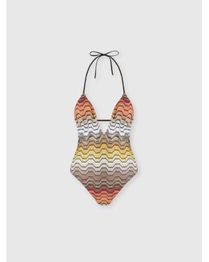 Missoni Costume Intero Con Motivo Greca, Donna, Taglia - Bianco