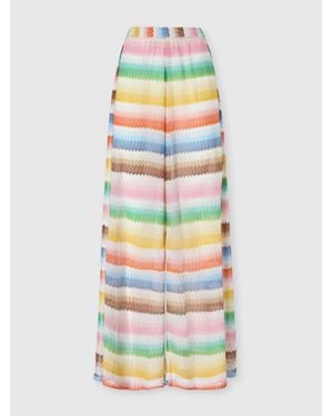 Missoni Beach Cover-Up Trousers With Dégradé Zigzag Pattern And Slits - Grey
