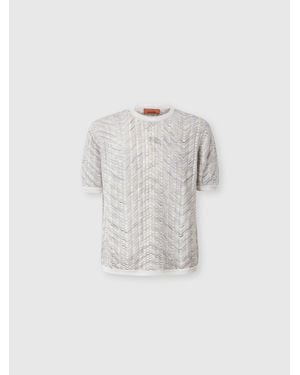 Missoni Openwork Knit Cotton And Viscose Polo Shirt - White