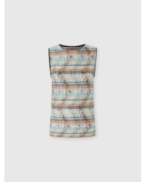 Missoni Multi-Technique Mixed Viscose Lamé Sleeveless Top - White