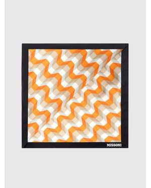 Missoni Silk Scarf With Printed Logo - Orange
