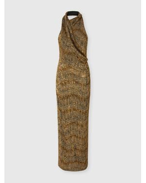 Missoni Long Halterneck Dress With Sequins - Green