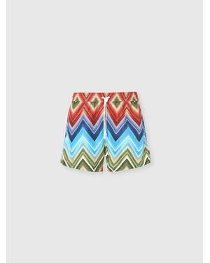 Missoni Mid-Length Swim Shorts With Macro Zigzag Print - White