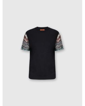 Missoni Short Sleeve T-Shirt With Snake Pattern Insert - Black