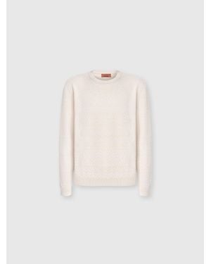 Missoni Crew-Neck Wool And Cotton Pullover With Tone-On-Tone Zigzag Pattern - Natural