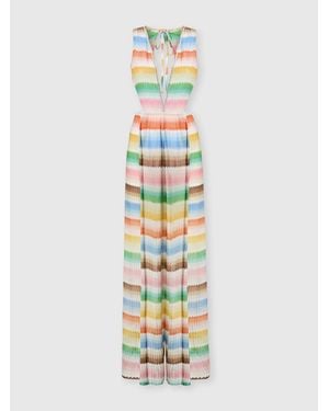 Missoni Long Dress With Dégradé Zigzag Pattern And Slits - White