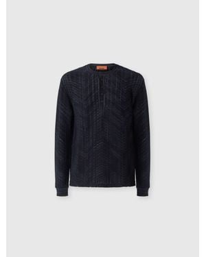 Missoni Long-Sleeve Viscose And Cotton Henley Shirt - Blue