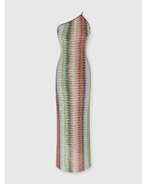 オールインワン・サロペット Missoni One Shoulder Mini Dress In Orange Lame Viscose Missoni One-shoulder mini-dress in lamé embossed viscose