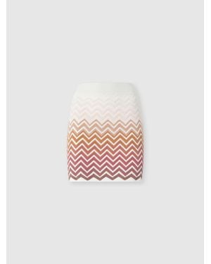 Missoni Chevron Dégradé Cotton And Viscose Mini Skirt - White