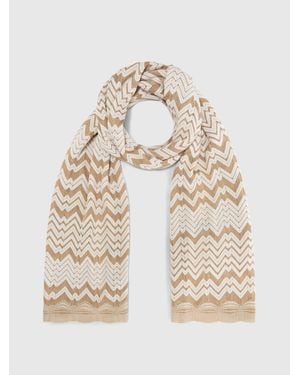 Missoni Schal Aus Viskosemischung Mit Zig Zag-Muster, Damen, Größe - Natur