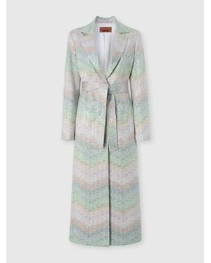 Missoni Duster Coat With Belt And Sequin Applications - White