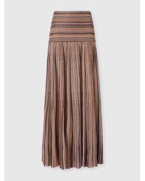 Missoni Ribbed Mixed Viscose Lamé Long Skirt - Multicolor