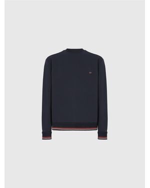 Missoni Crew Neck Sweatshirt With Knit Embroidery And Logo - Blue