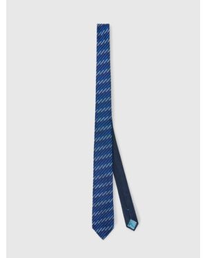 Missoni Silk Tie With Oblique Stripes - Blue